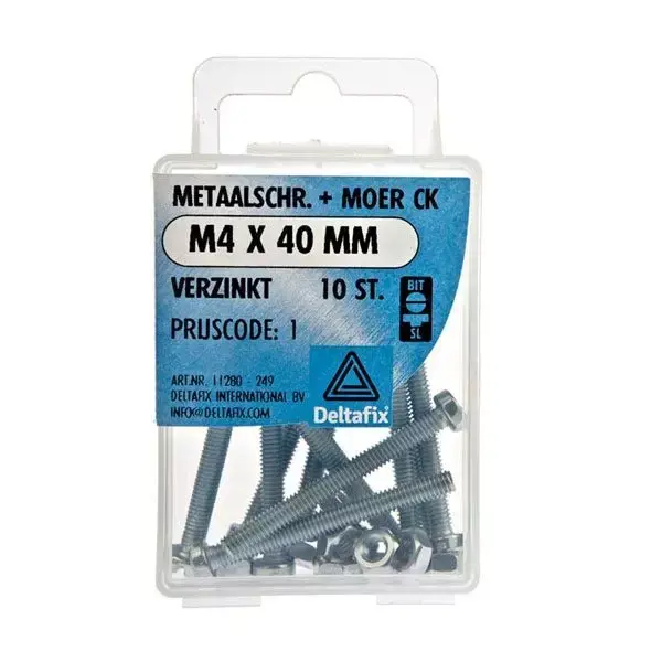 Bout+moer verzinkt m4x40 10st