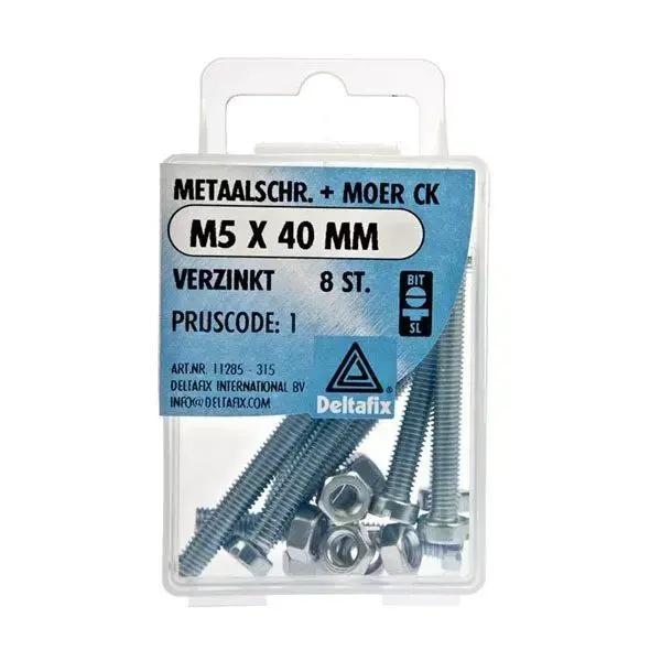 Bout+moer verzinkt m5x40 8st