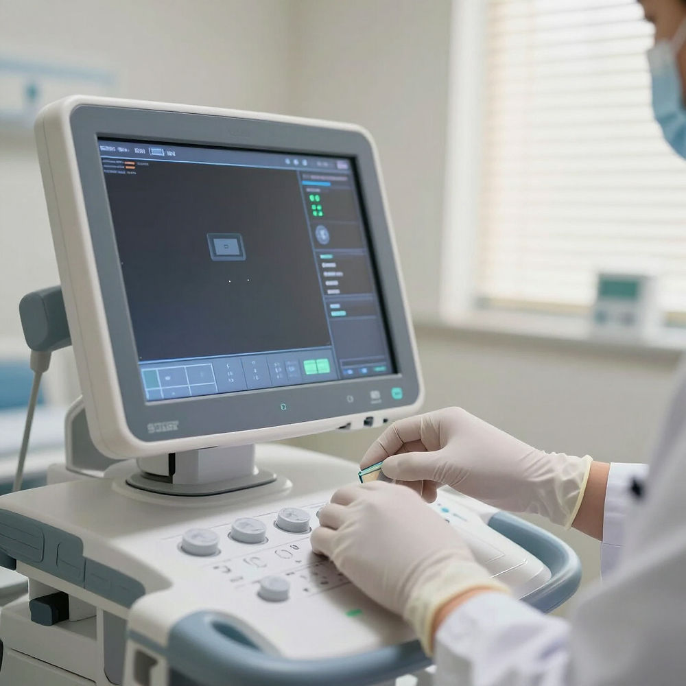 Medical professional using equipment for nursing staffing agency Florida.