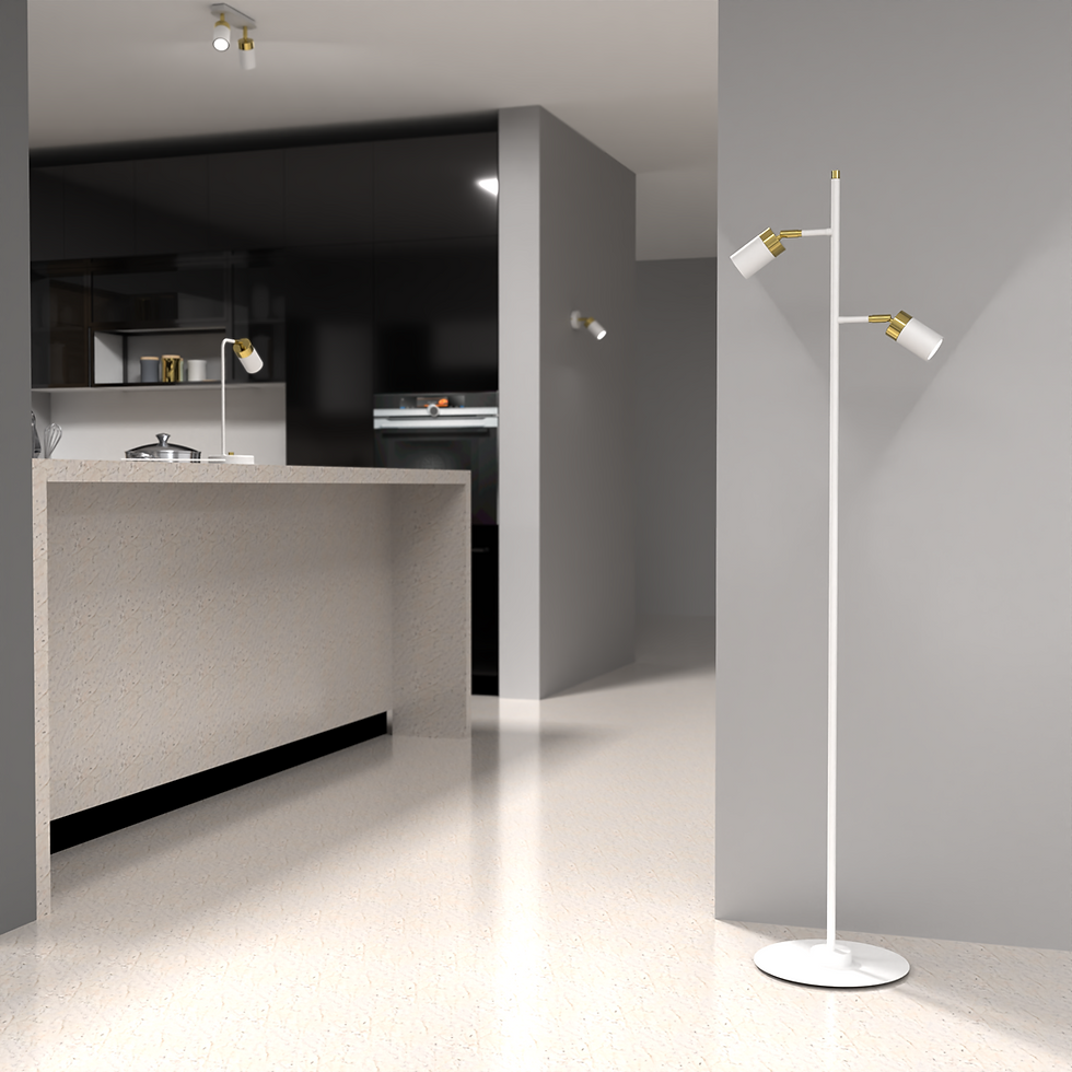 Miniaturebillede: JOKER HVID/GULD gulvlampe 2xGU10