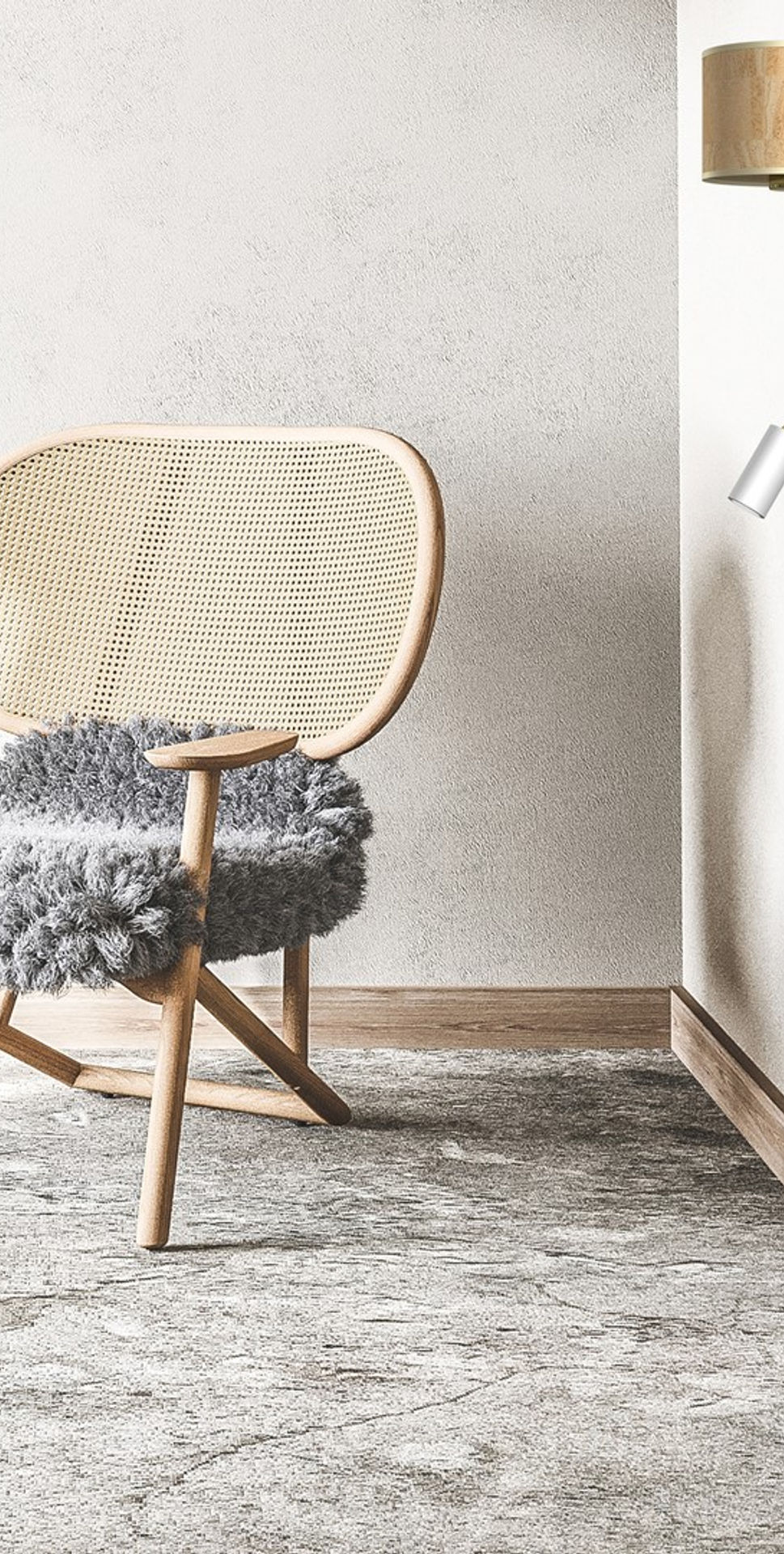 Miniaturebillede: CORK White/Cork væglampe 1xE27 + Mini GU10