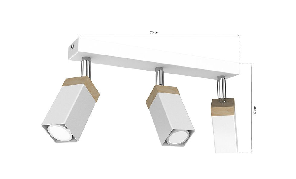 Miniaturebillede: SOLO SAVET HVID / PATINERET TRÆ loftlampe 3x mini GU10