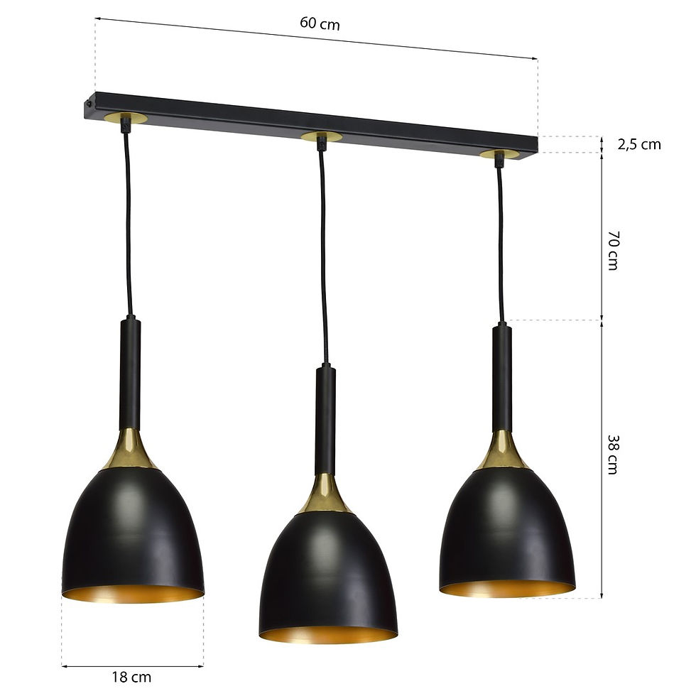 Miniaturebillede: CLARK BLACK/GULD hængelampe 3xE27