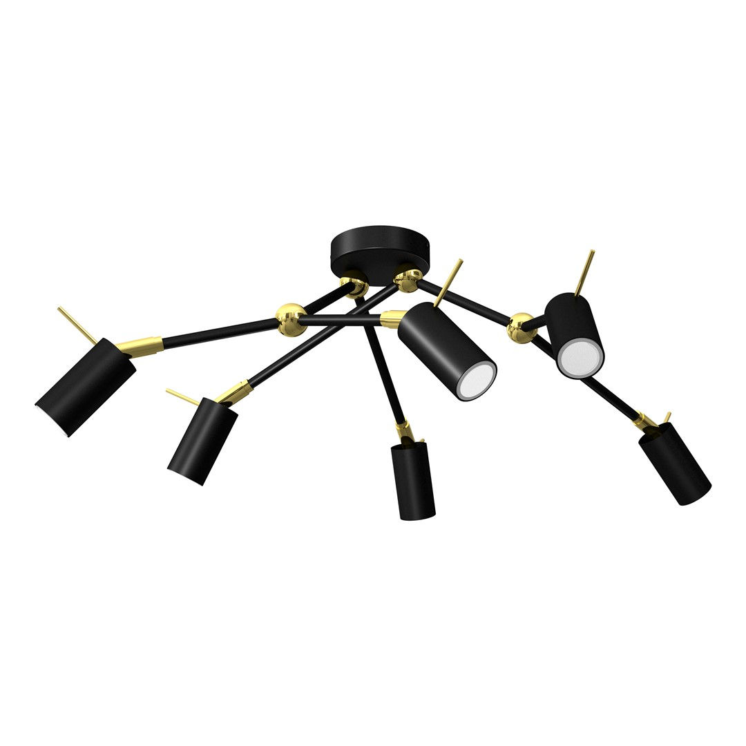IRIS Sort/Guld 6x mini GU10 loftslampe