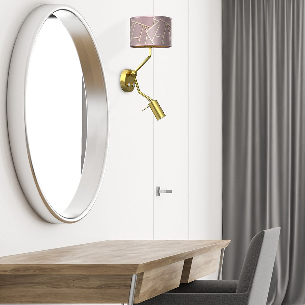 Miniaturebillede: ZIGGY PINK Guld/Pink væglampe 1xE27 + 1x mini GU10