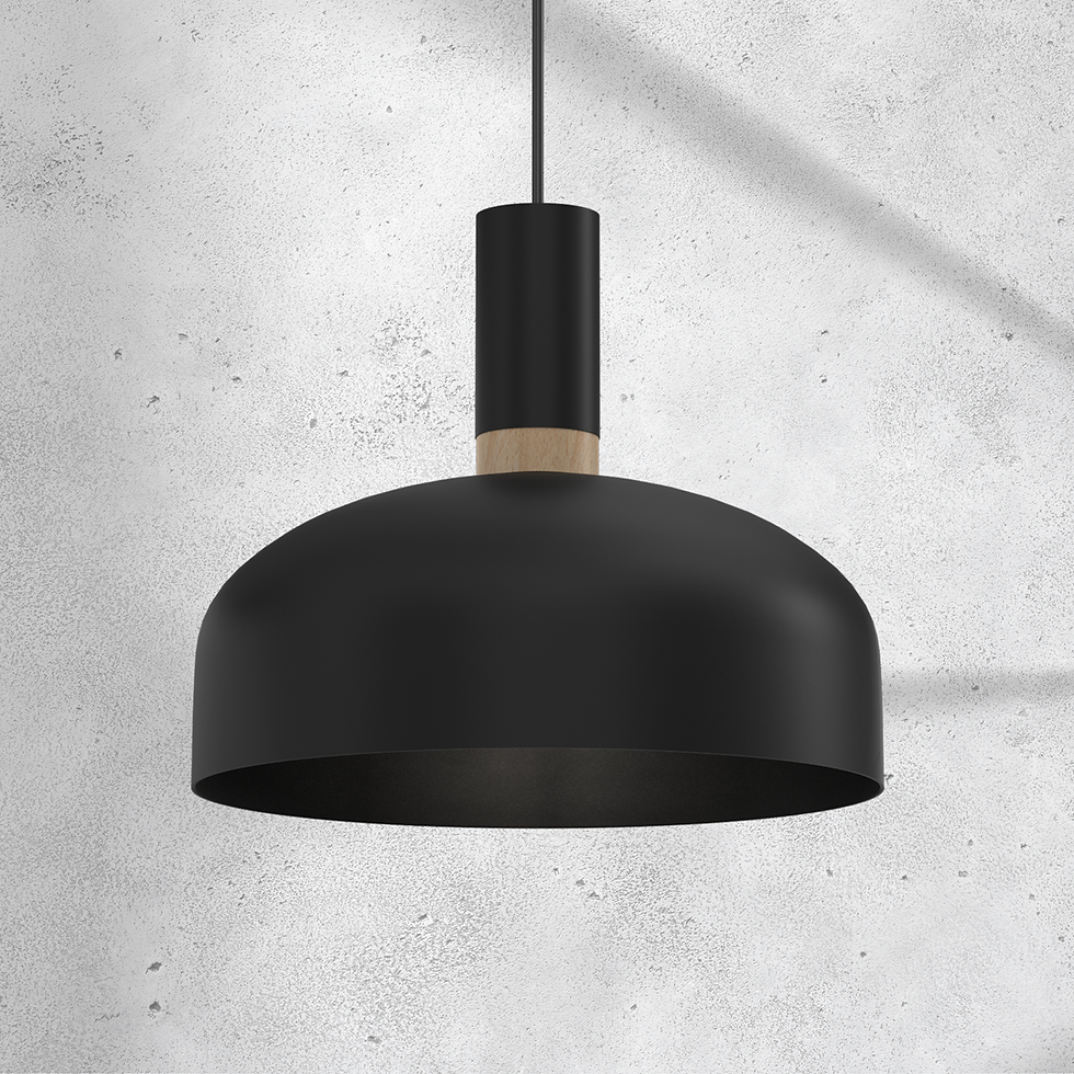 Miniaturebillede: MALMO BLACK/WOOD hængelampe 1xE27