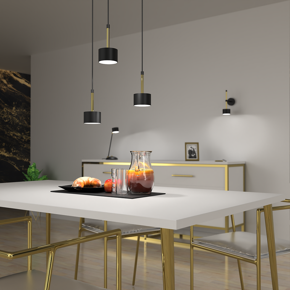 Miniaturebillede: ARENA SORT/GULD 3xGX53 hængelampe