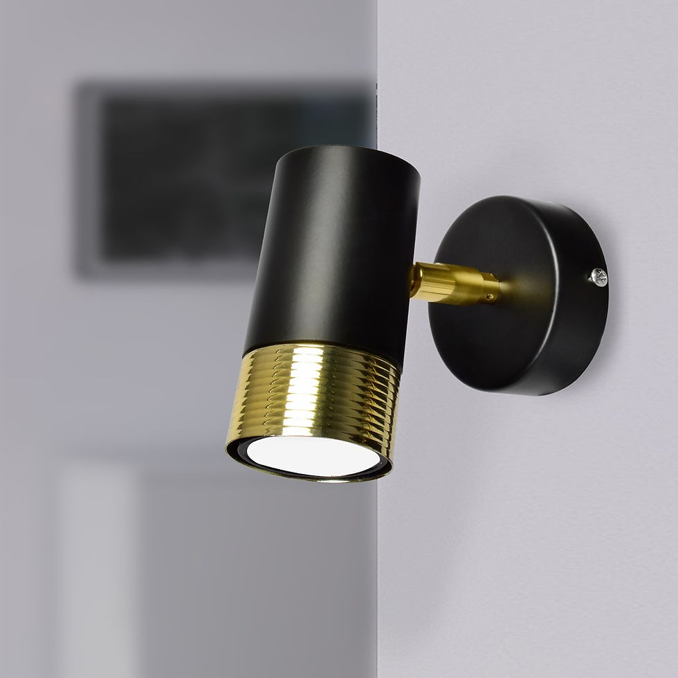 Miniaturebillede: DANI SORT/GULD væglampe 1xGU10