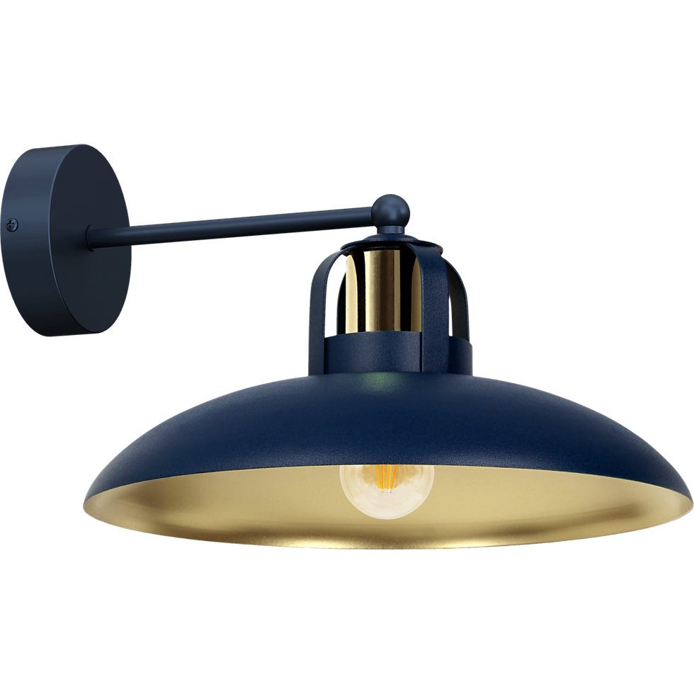 Miniaturebillede: FELIX NAVY BLUE/GULD væglampe 1xE27