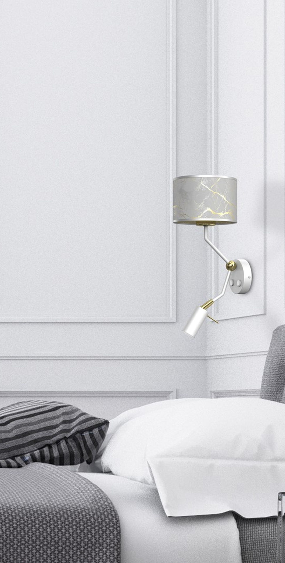 Miniaturebillede: SENSO Hvid/Guld væglampe 1xE27 + 1x mini GU10