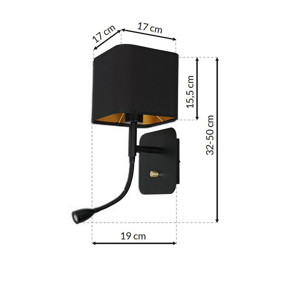 Miniaturebillede: NAPOLI SORT/GULD væglampe 1xE27 + 1W LED