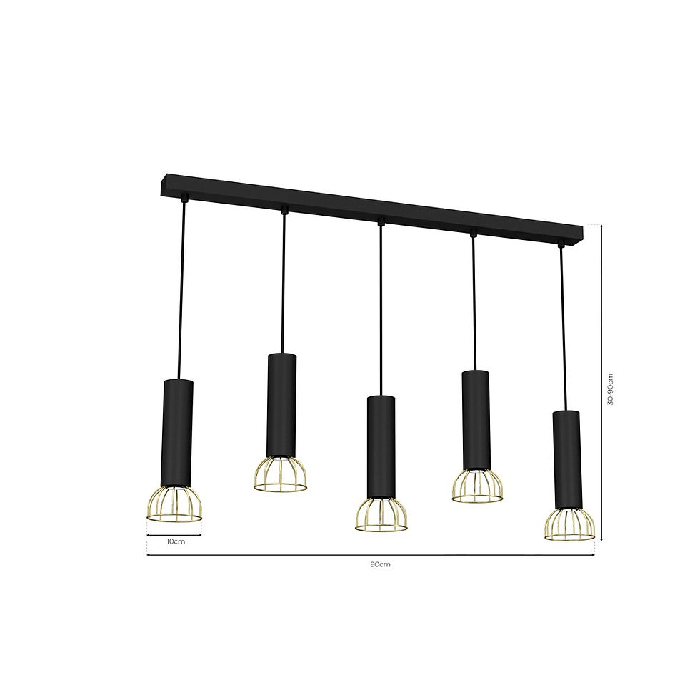 Miniaturebillede: DANTE Sort/Guld 5x mini GU10 hængelampe