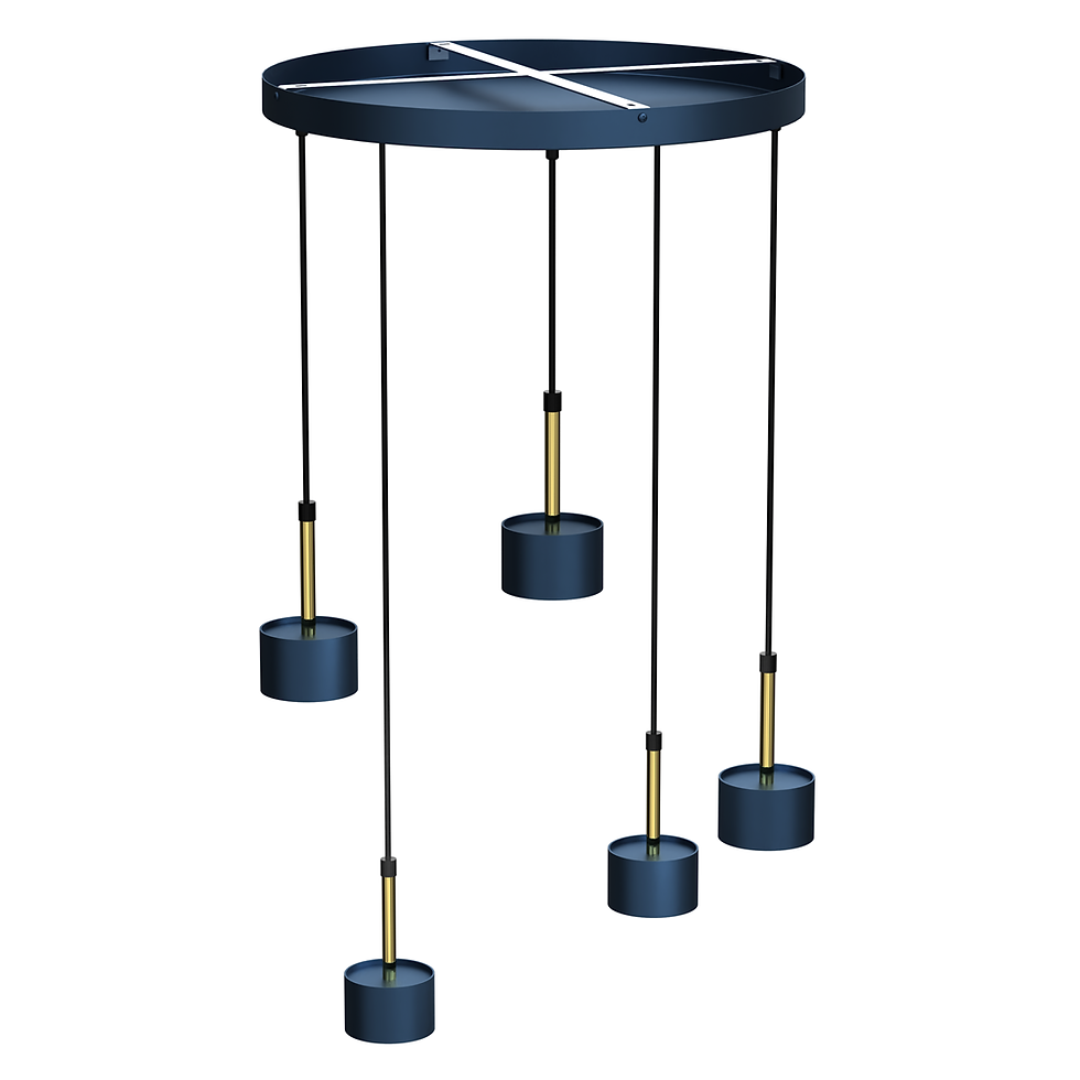 Miniaturebillede: ARENA BLÅ/GULD 5xGX53 hængelampe