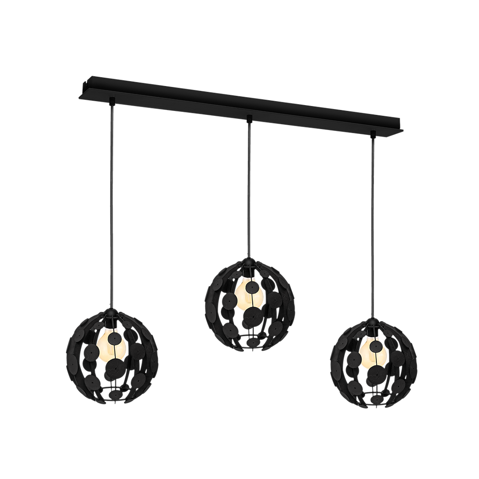Miniaturebillede: GAIA BLACK / WOOD hængelampe 3xE27 60W