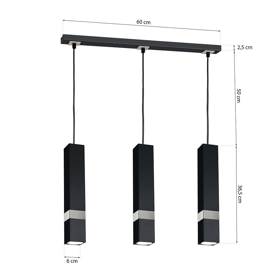Miniaturebillede: VIDAR BLACK/CHROME 3xGU10 hængelampe