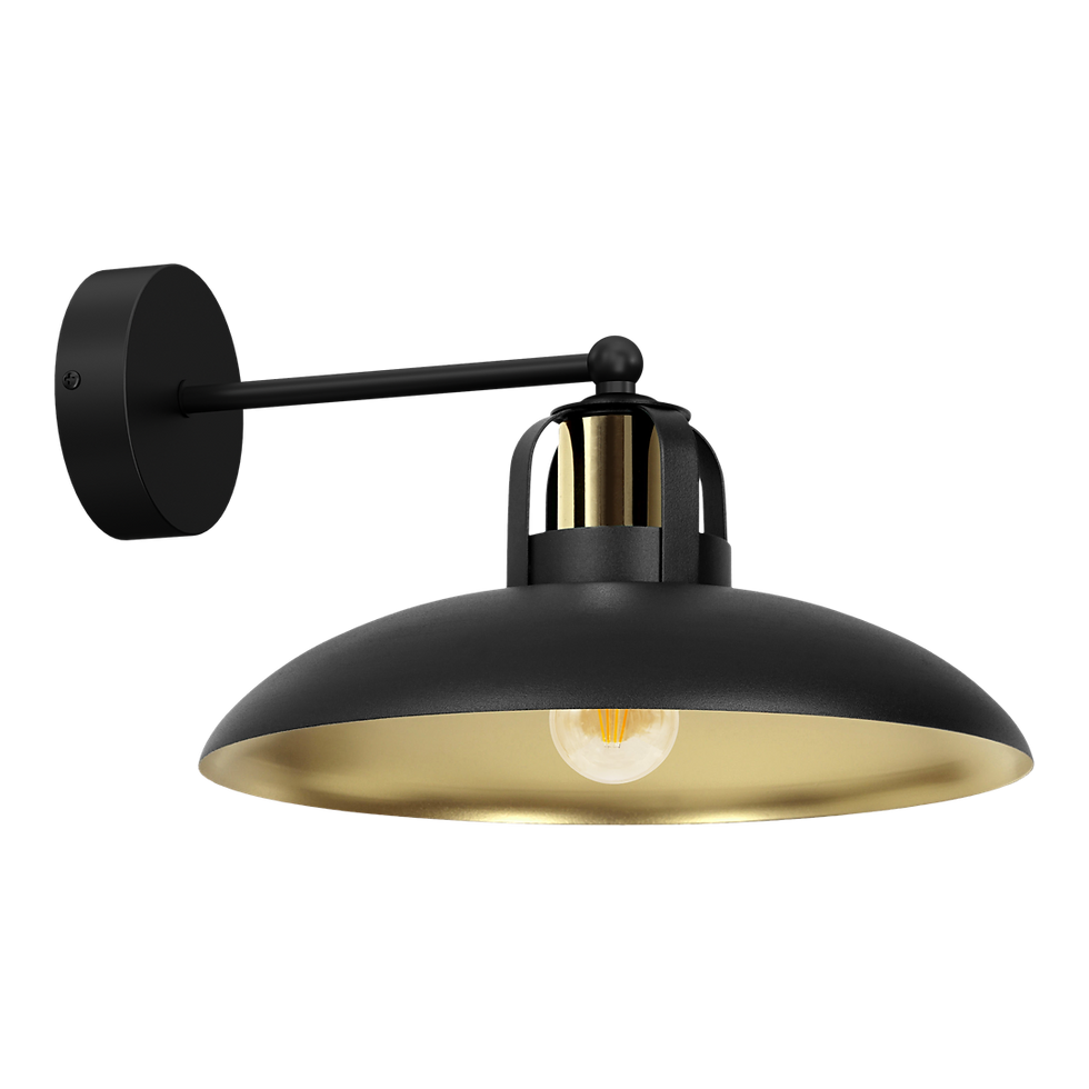 Miniaturebillede: FELIX BLACK/GULD væglampe 1xE27