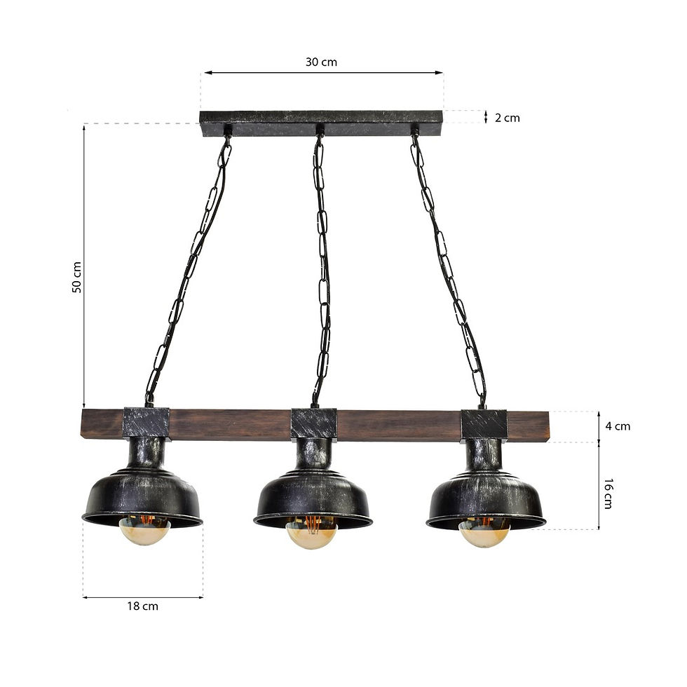 Miniaturebillede: FARO BLACK/WOOD hængelampe 3xE27