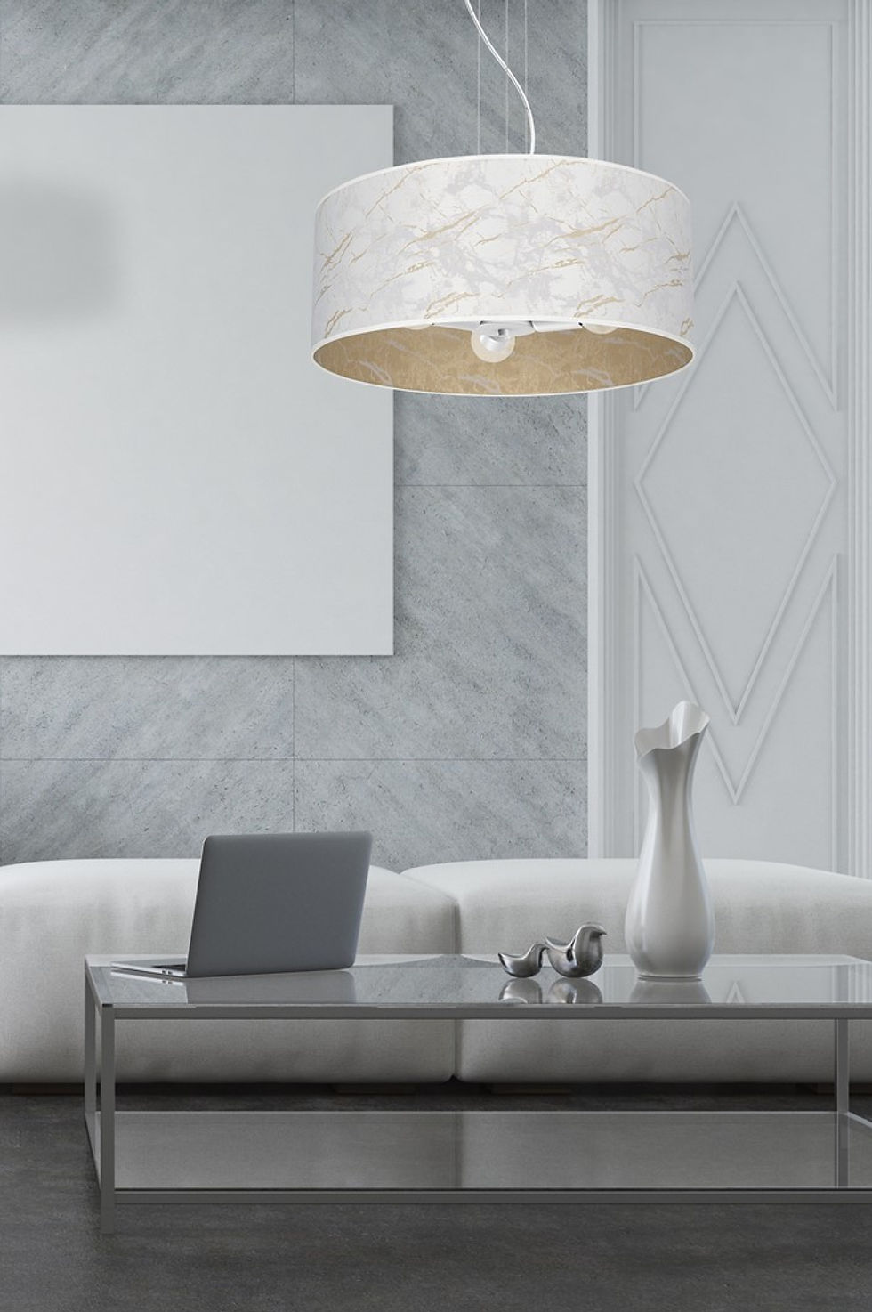 Miniaturebillede: SENSO Hvid/Guld hængelampe 3xE27