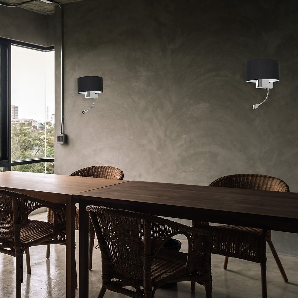 Miniaturebillede: CASINO SORT/KROM væglampe 1xE27 + 1W LED
