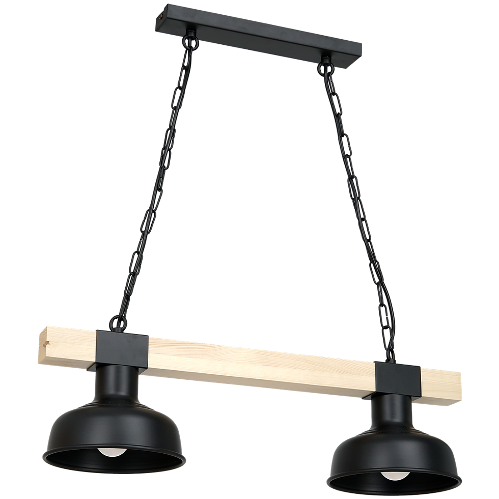 Miniaturebillede: FARO BLACK/NATURAL TRÆ hængelampe 2xE27 60W