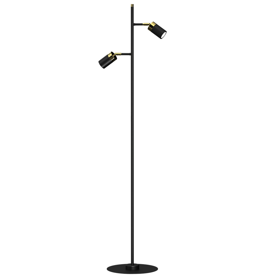 Miniaturebillede: JOKER SORT/GULD 2xGU10 gulvlampe