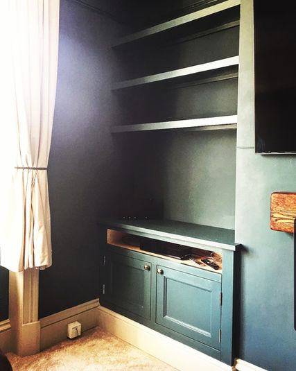 Painted green alcove unit made from Pine installed in Halifax