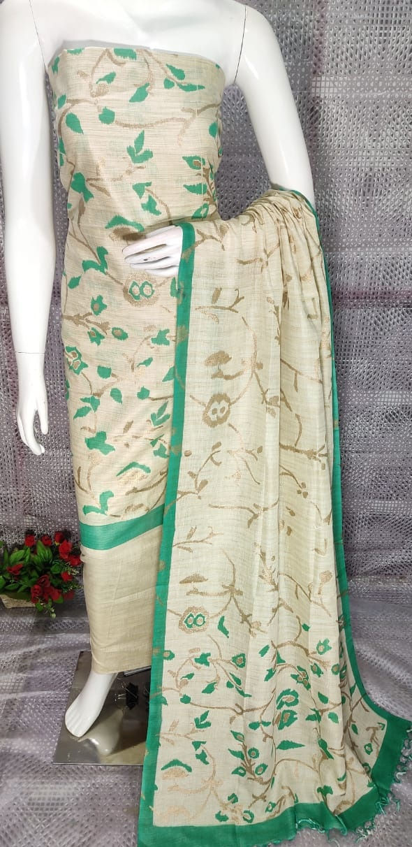 Cotton Dupion Golden Print Suit Dress Material