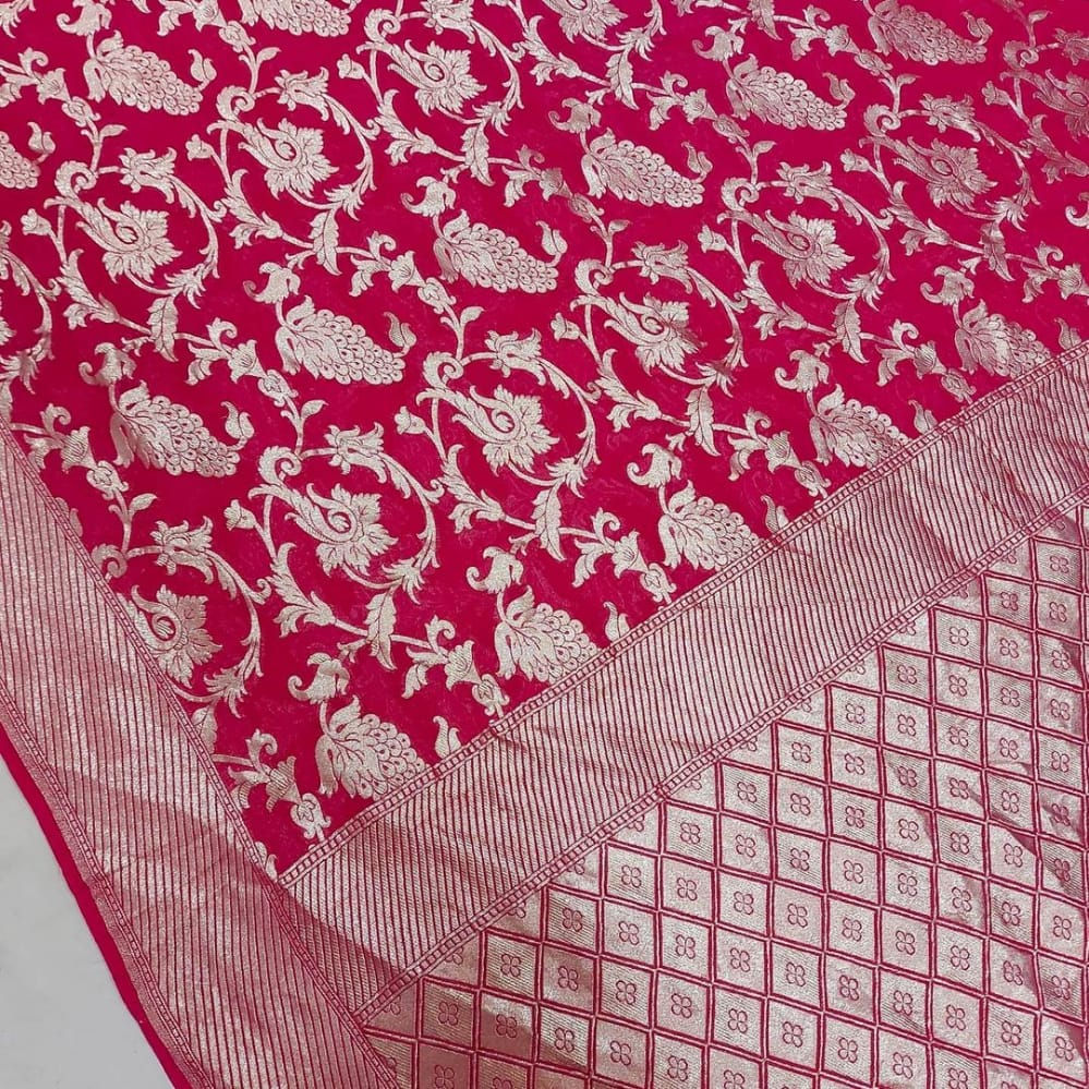 Pure Khaddi Georgette Handloom Banarasi Saree