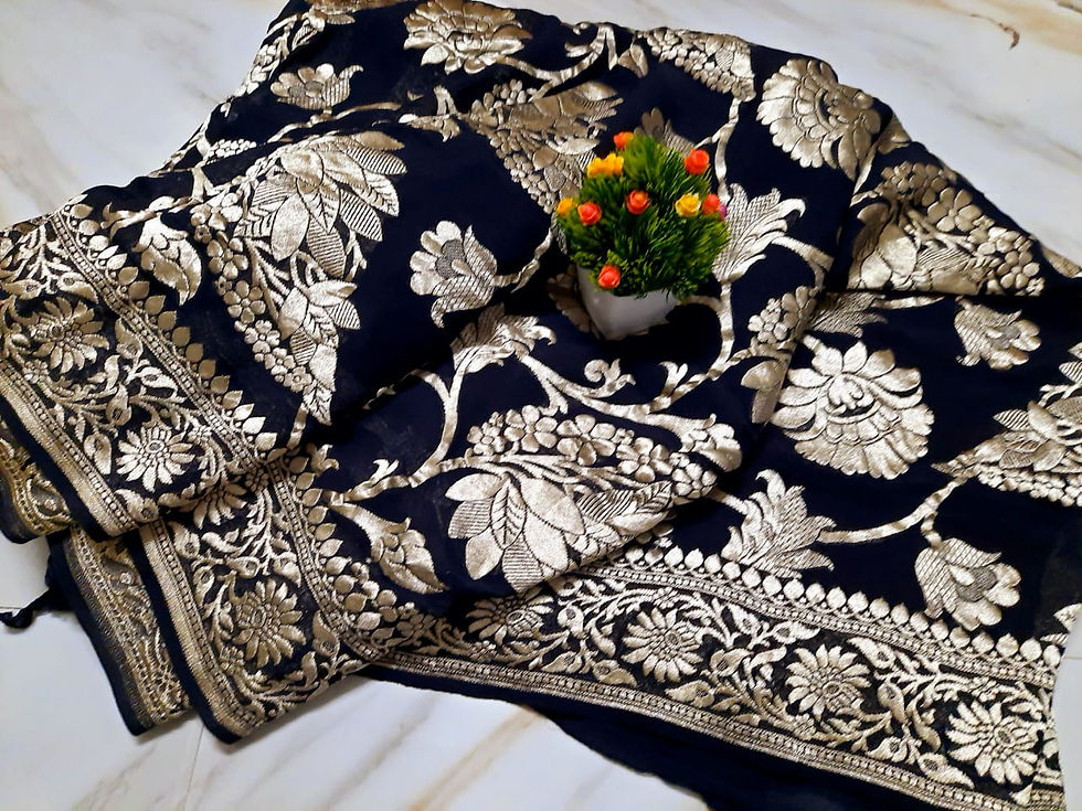 Pure Khaddi Georgette Handloom Banarasi Saree