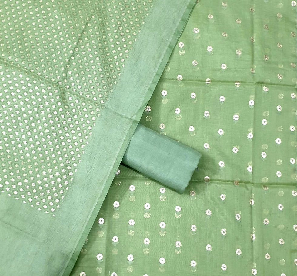 Pure Marais Silk with Silver Zari Work Suit Dress Materials