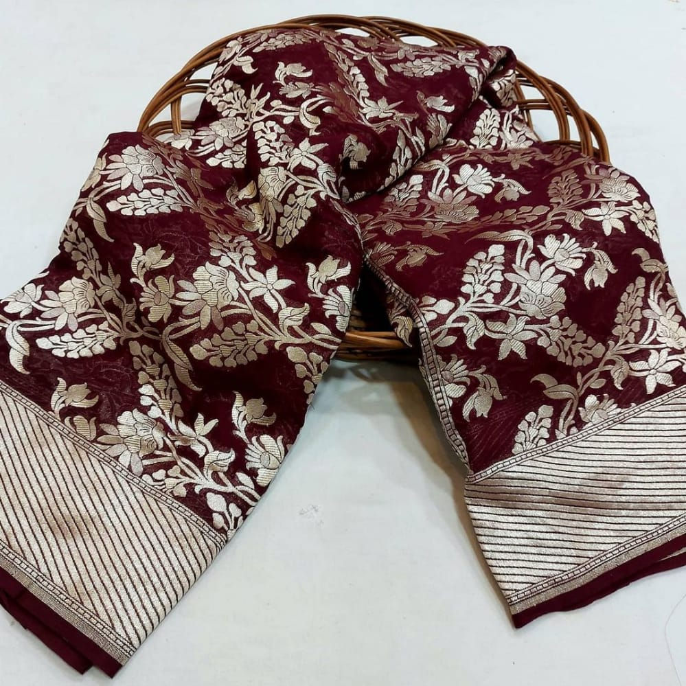 Pure Khaddi Georgette Handloom Banarasi Saree