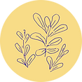 sketch purple flower on yellow circle
