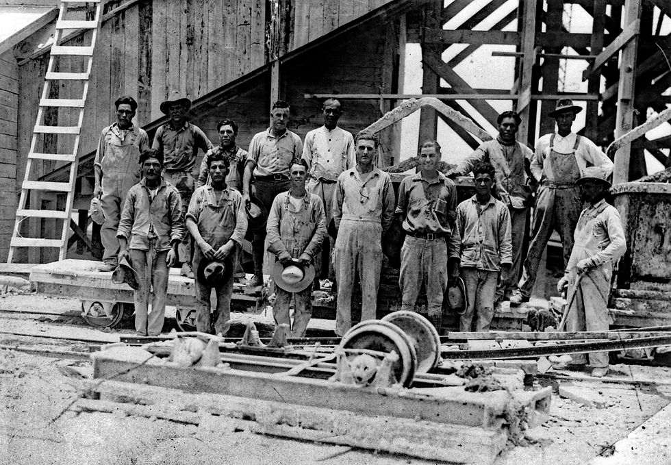 Sante Fe Railroad track layers, Calwa, 1937 Moses Avila leaning on shovel - edited
