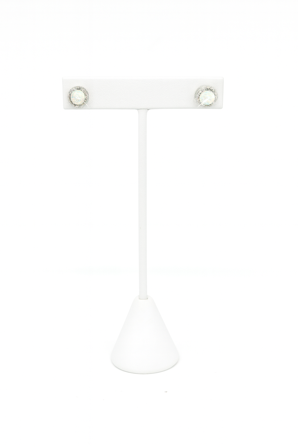 Opal & Diamond 14 Karat White Gold Stud Earrings