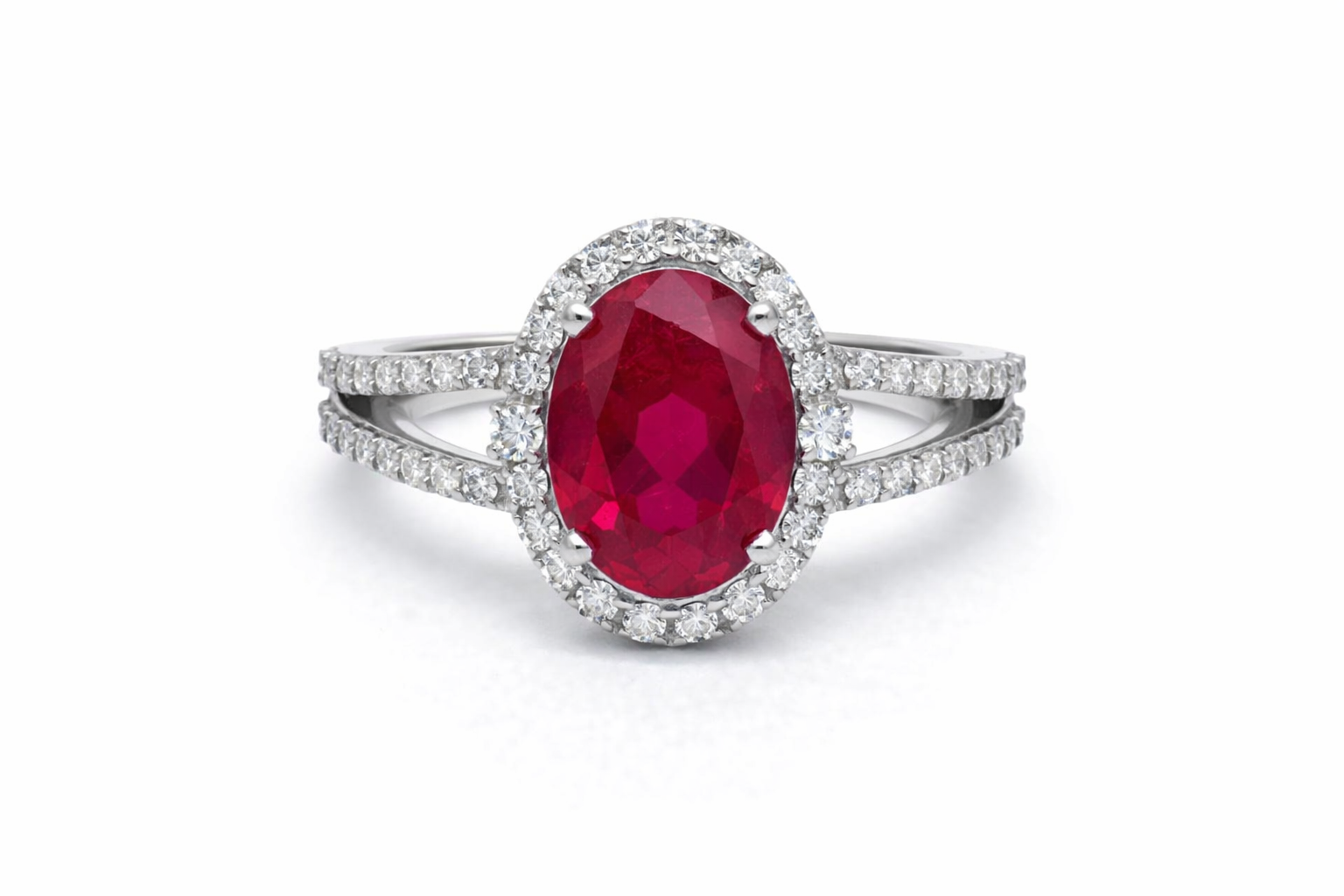 3.40 Ct Natural Ruby Diamond Engagement Beautiful Ring 14K Solid White Gold