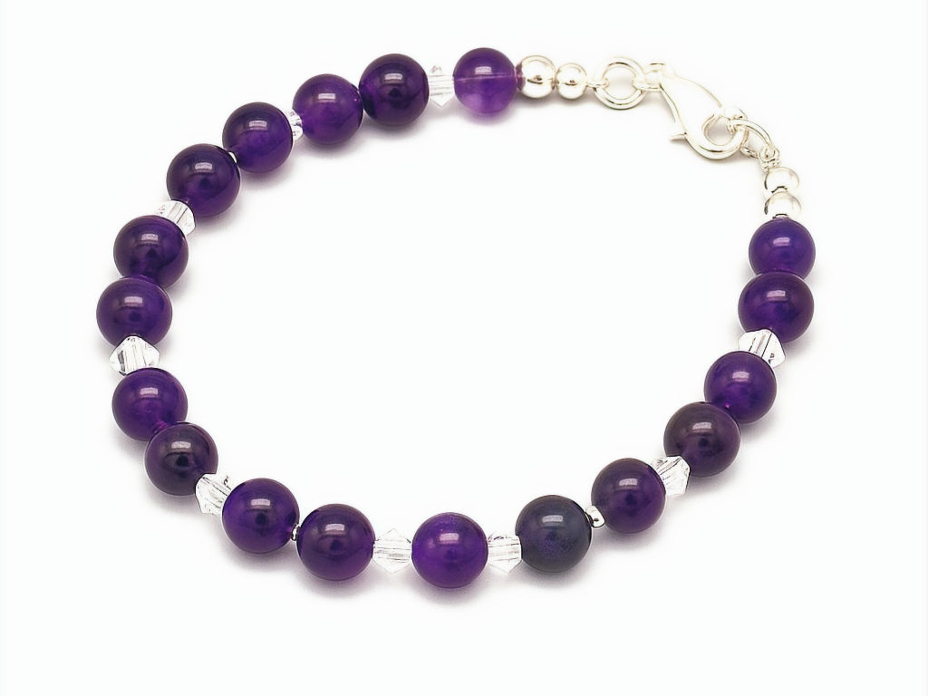 Amethyst & Swarovski Crystal Bracelet in .925 Sterling Silver