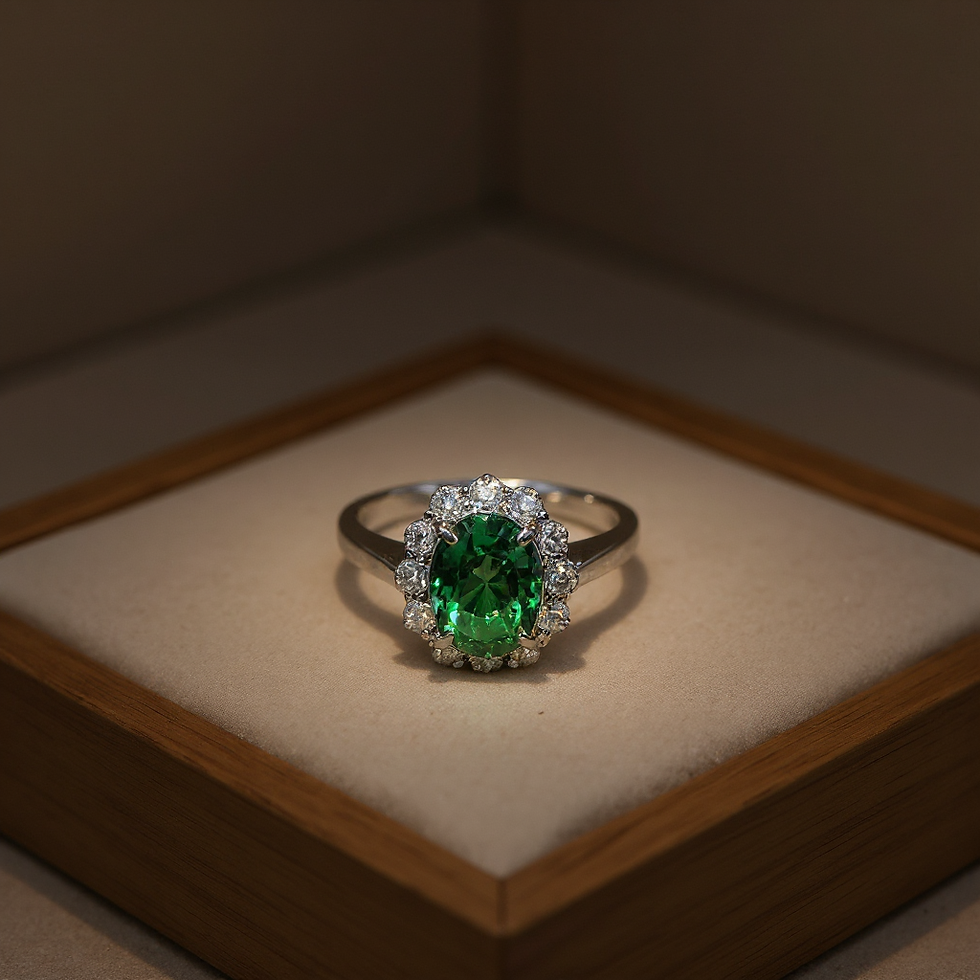 Thumbnail: Emerald and Diamond Ring in White Gold