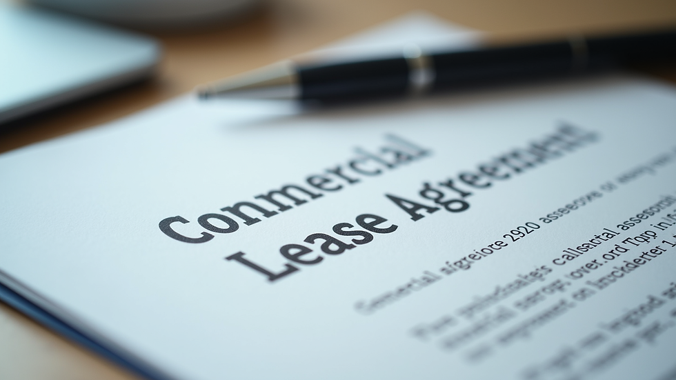 Close-up view of commercial lease agreement document on a desk
