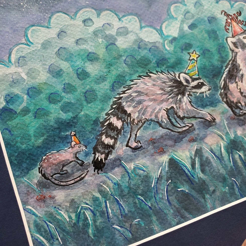 Thumbnail: Nocturnal Party Parade | Watercolor & Ink Painting