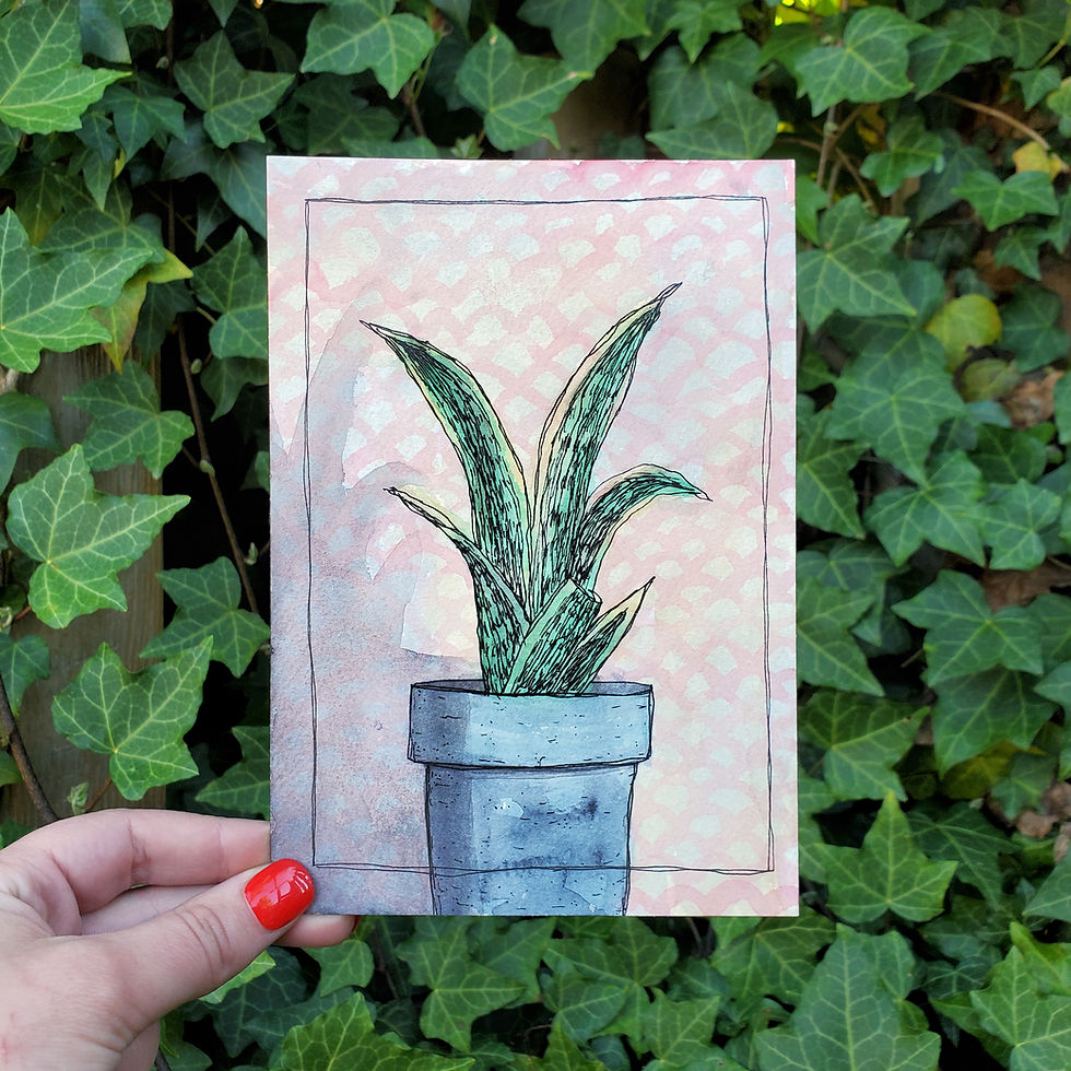 Thumbnail: Snake Plant | Watercolor & Ink Sketch