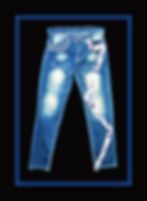 Product image of Faded Straight Leg Jeans with Art Strip Zig Zag Design