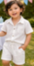 Boy Wearing White Two Piece Short Set