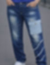 Image of woman wearing faded straight leg jeans