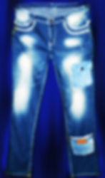 Product image of faded denim jeans with double leg pocket design