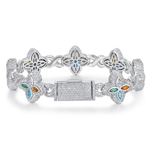 Multi Flower Moissanite Bracelet | ACE OF JEWELS