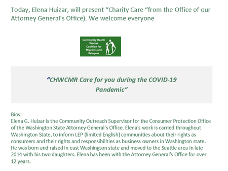 A conversation about Charity Care in Spanish today for all CHWs