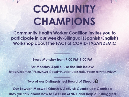 Spanish and English Workshop-Free workshop for our Community Champions: