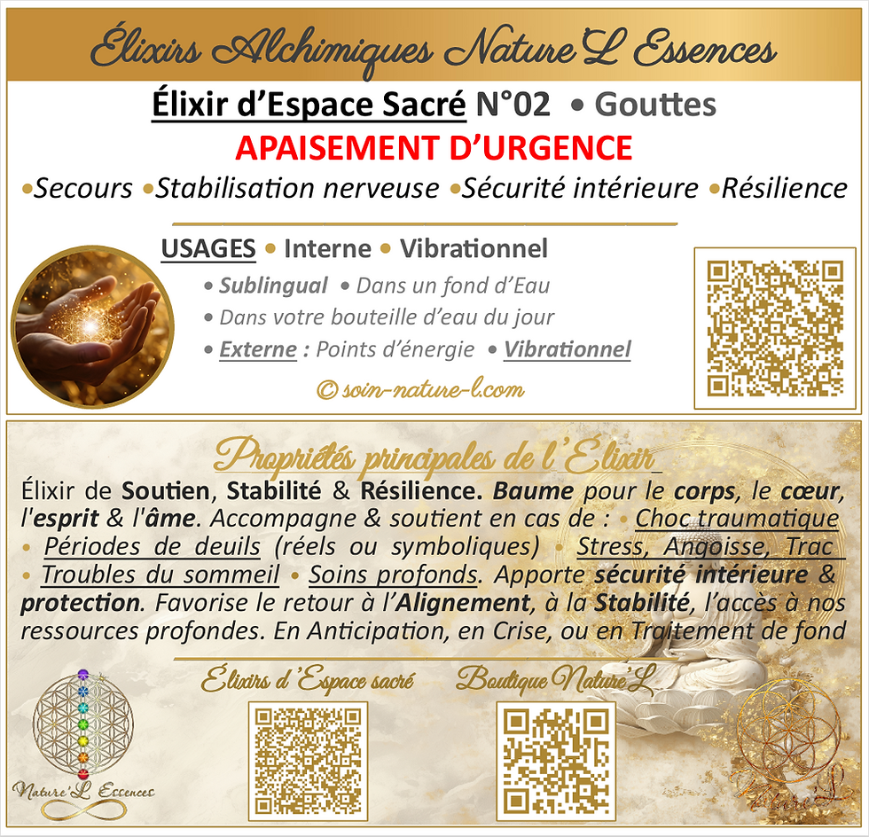 CARTE Élixir d'Espace Sacré N°02 Apaisement d'Urgence - Gouttes - Nature'L Essences