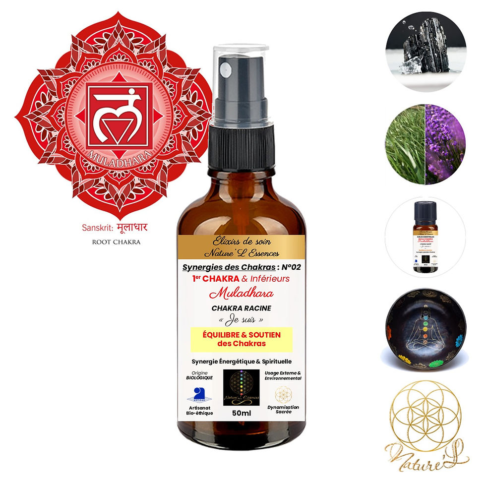Miniature : Élixir 1er Chakra, Équilibre & Soutien, Tourmaline et Synergie, Spray - 50ml. Nature'L Essences