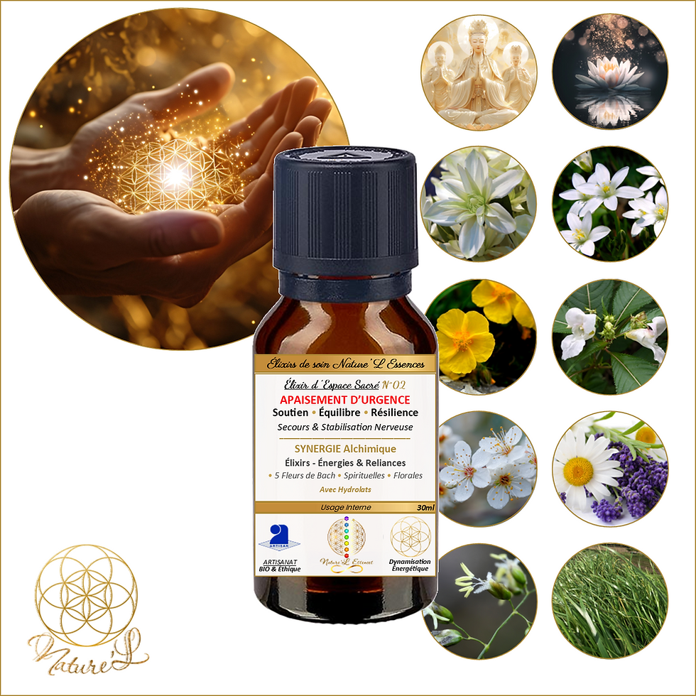 Élixir APAISEMENT D'URGENCE - Secours, Soutien & Résilience - Gouttes 30ml. Élixir Alchimique vibratoire Nature'L Essences